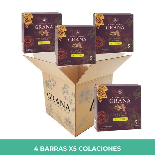 Pack 4 Barra Low Carb Cacao Maní x5