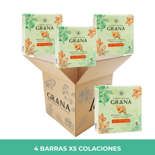 Pack 4 Barra Low Carb Manzana Canela x5